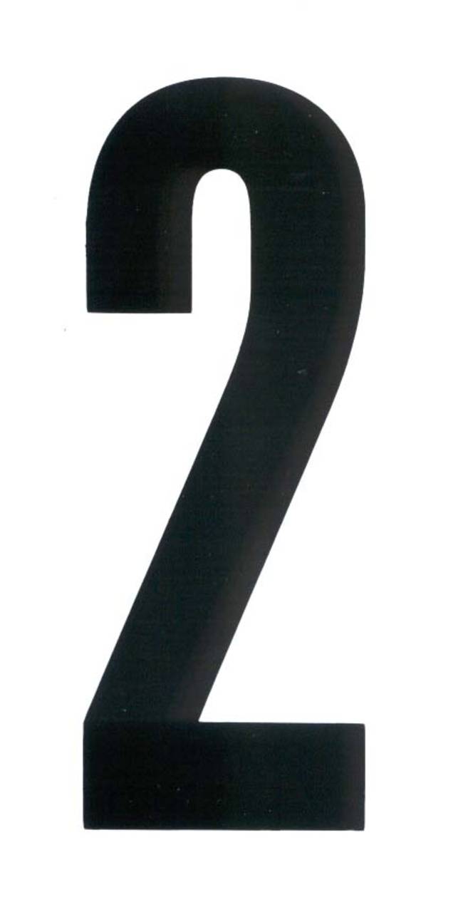 NUMBER 2 BLACK ON WHITE ADHESIVE 120MM