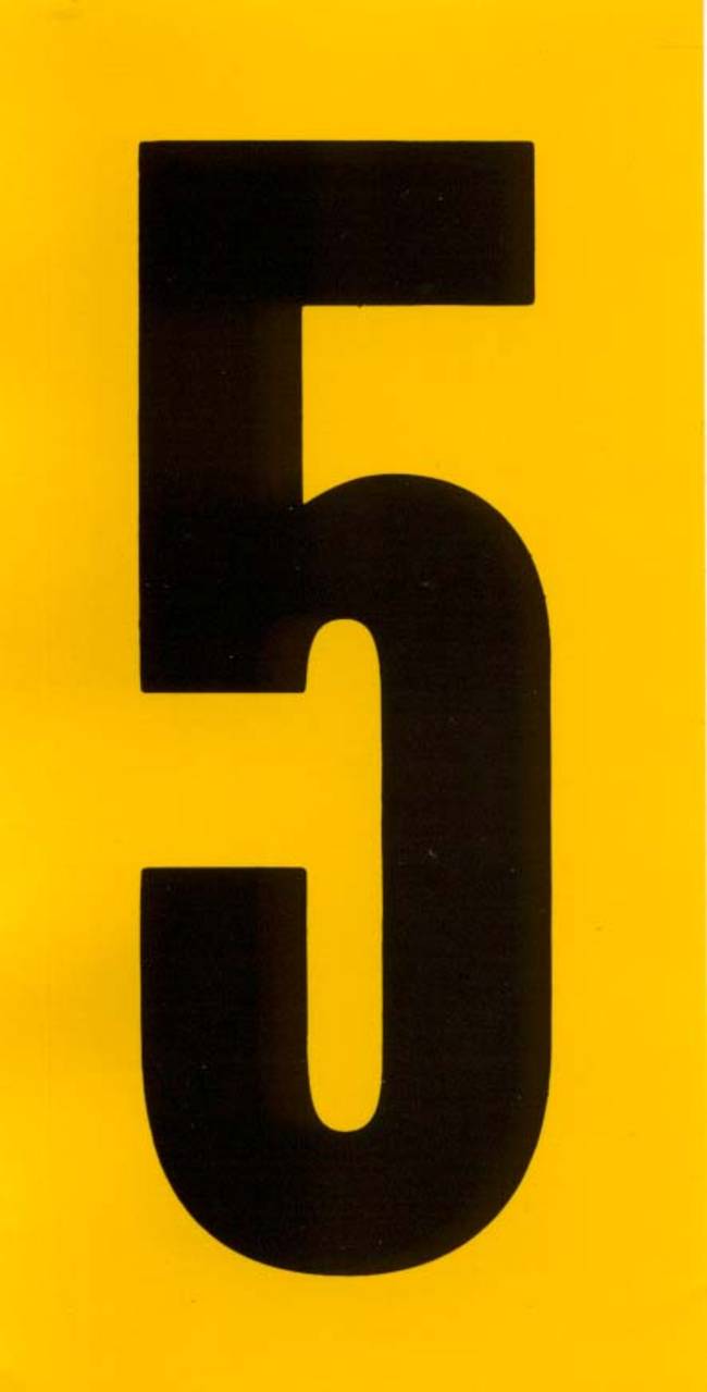 NUMBER 5 BLACK & YELLOW ADHESIVE 120MM