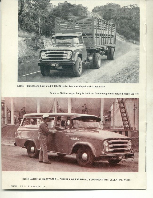 GENUINE INTERNATIONAL HARVESTER DANDENONG BOOKLET AB INTERNATIONAL TRUCK