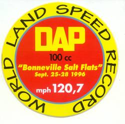 STICKER DAP WORLD LAND SPEED 100mm ROUND product image