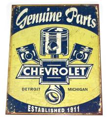 METAL GARAGE SIGN GENUINE PARTS CHEVROLET product image