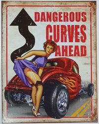 METAL GARAGE DANGEROUS CURVES AHEAD product image