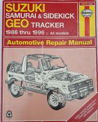 1986-1996 SUZUKI AND SIDEKICK GEO TRACKER WORKSHOP MANUAL product image