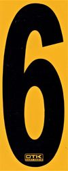 NUMBER 6 BLACK & YELLOW ADHESIVE OTK 150MM product image