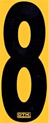 NUMBER 8 BLACK & YELLOW ADHESIVE OTK 150MM product image