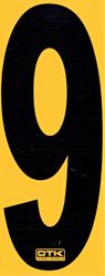 NUMBER 9 BLACK & YELLOW ADHESIVE OTK 150MM product image