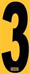 NUMBER 3 BLACK & YELLOW ADHESIVE OTK 150MM product image